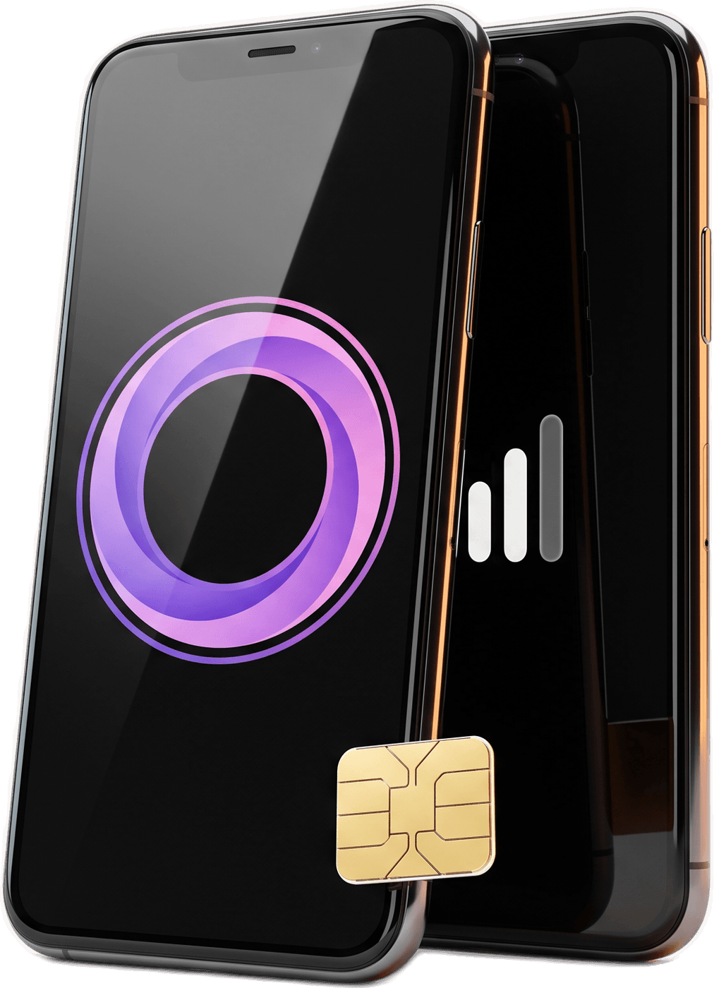 Zwei Smartphones und eine SIM-Karte
