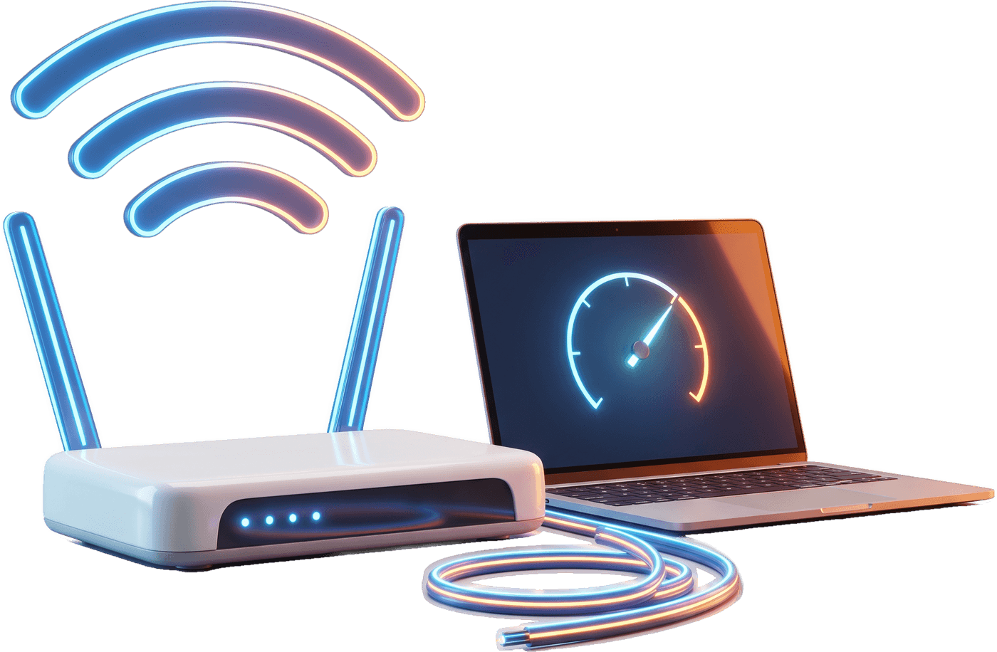 WLAN-Router und Laptop